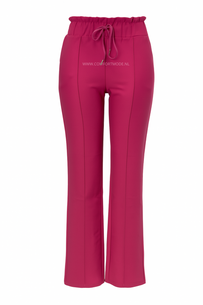 R272- COMFORTBROEK STRAIGHT LEG MET VETERS DONKERROZE