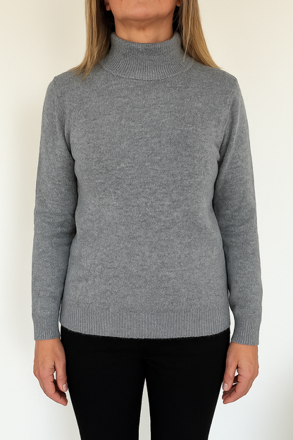 Basic trui met Kol - Lichtgrijs