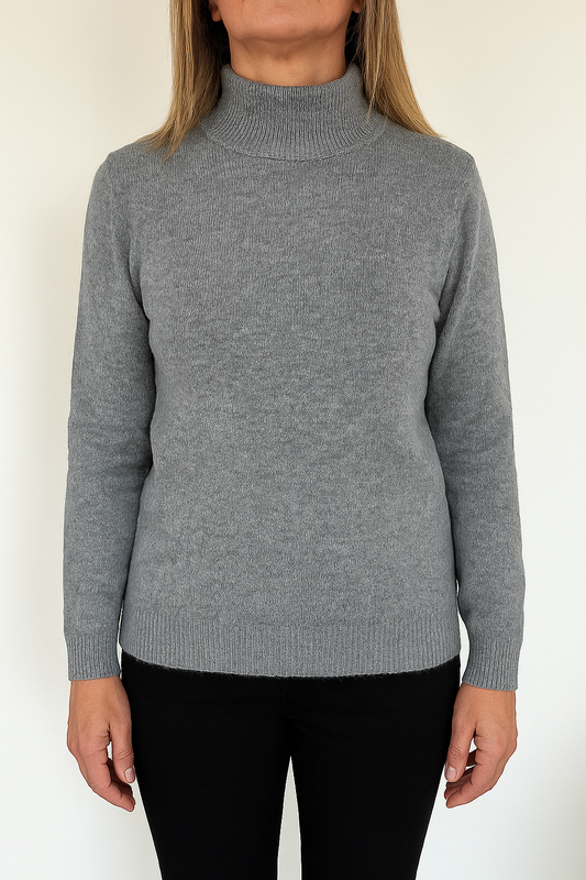 Basic trui met Kol - Lichtgrijs