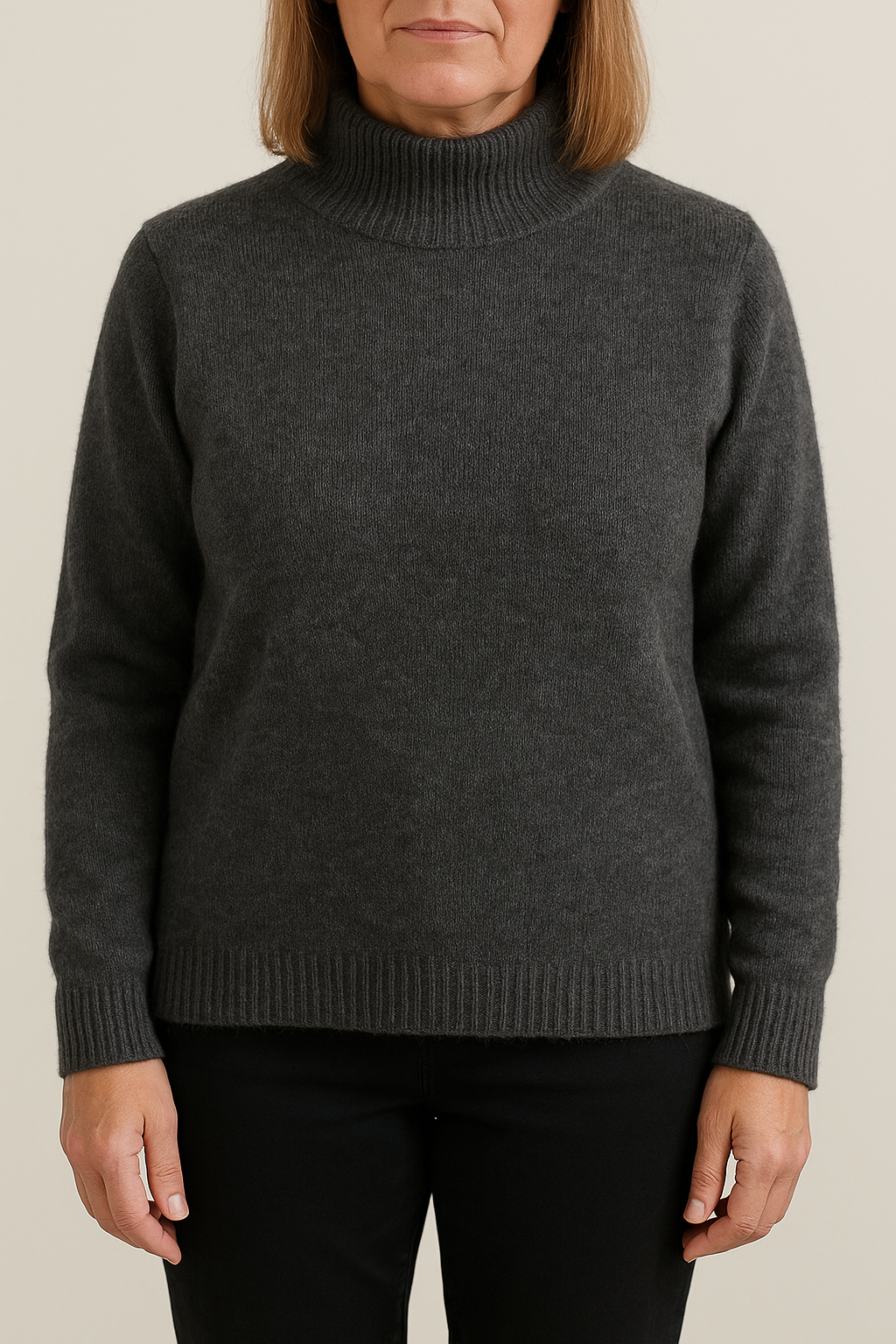 Basic trui met Kol - Donkergrijs