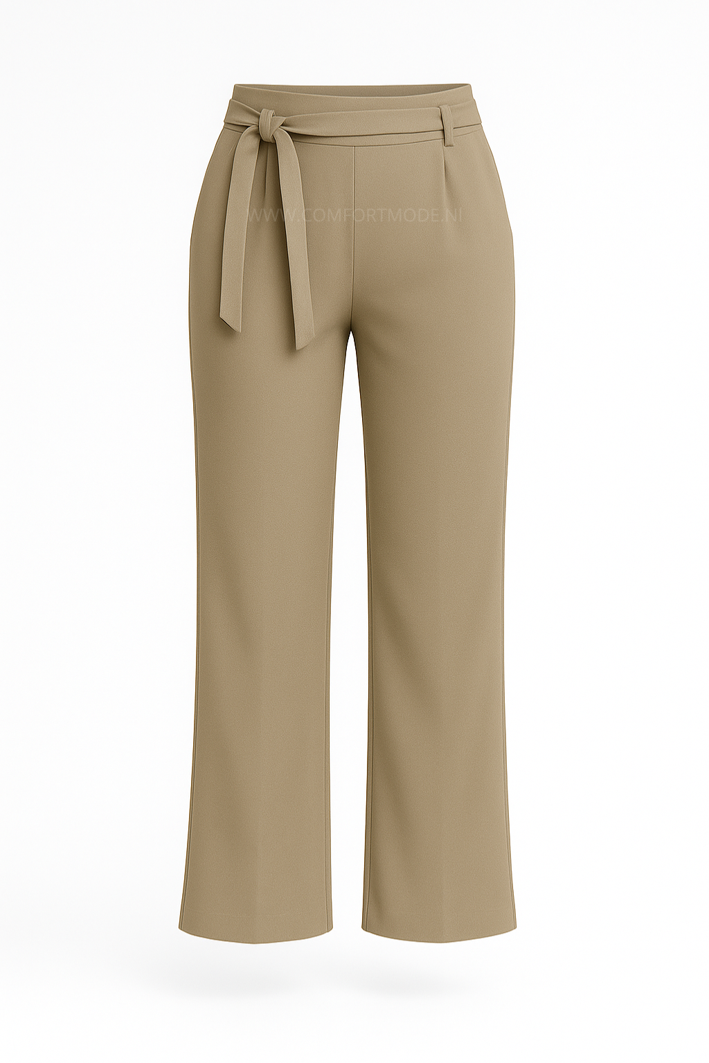 -COMFORTBROEK STRAIGHT LEG BEIGE MET RIEMPJE