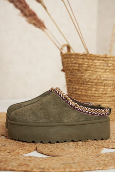 -ZIGZAG PANTOFFEL ARMY GROEN