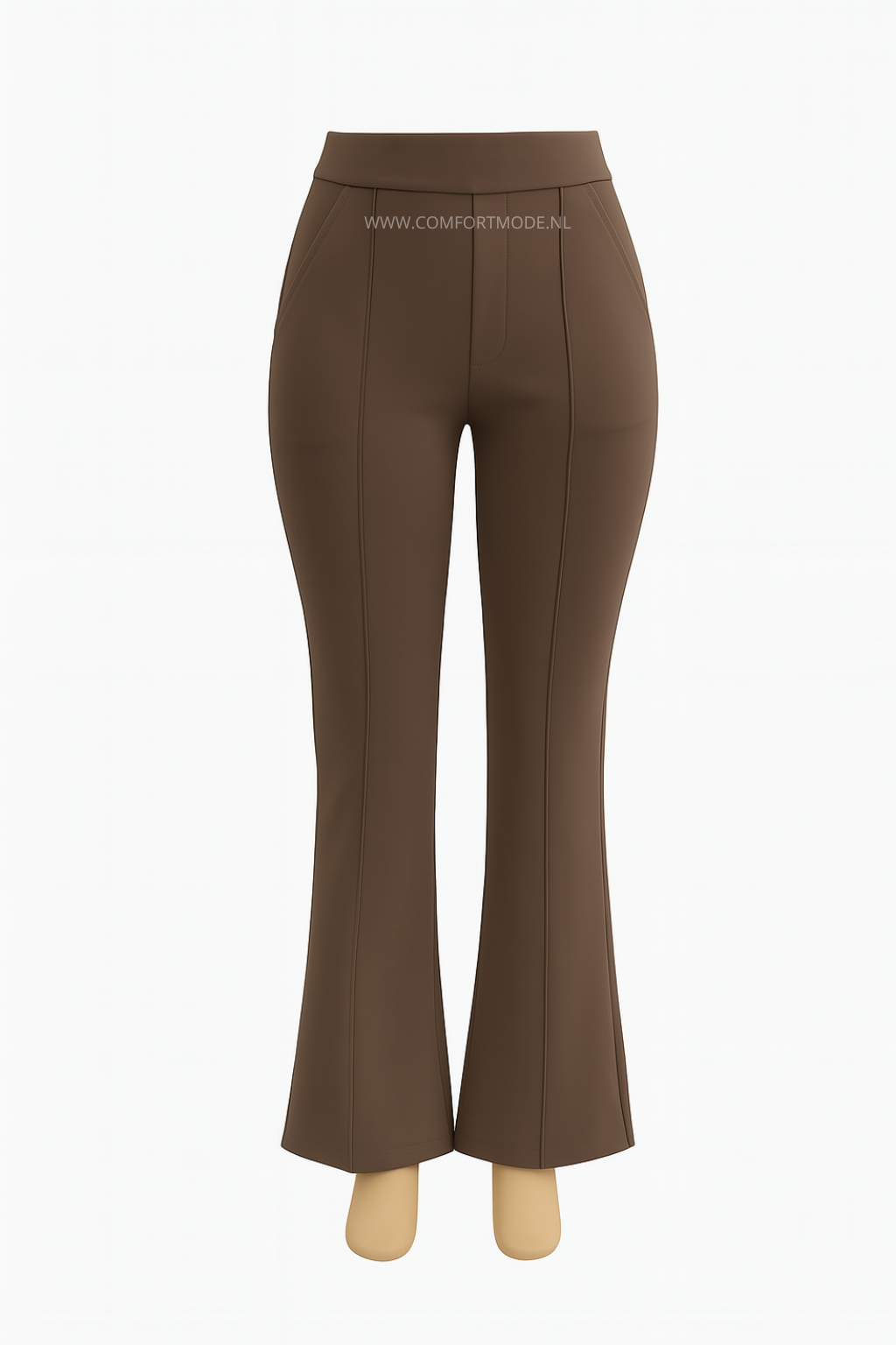 R259- COMFORTBROEK TALL FLARED BRUIN