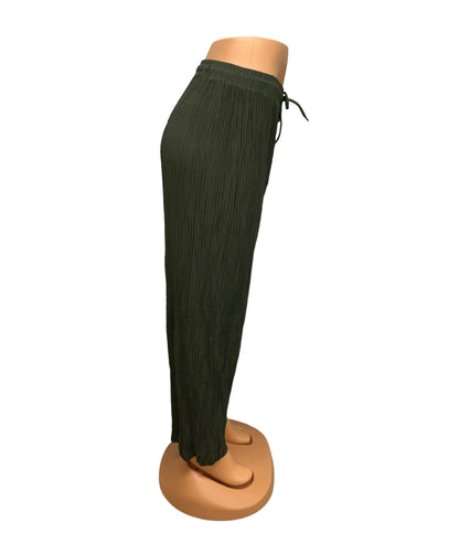 SUMMER PANTS WITH LACES OLIVE GREEN -ILSE