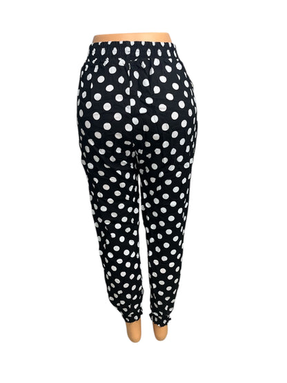 LUCHTIGE ZOMERBROEK MET PRINT ZWART/WIT -ROOS