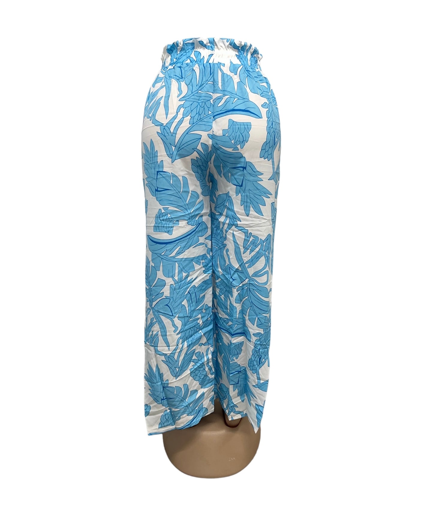 AIRY SUMMER PANTS WITH PRINT BLUE/WHITE -SITA