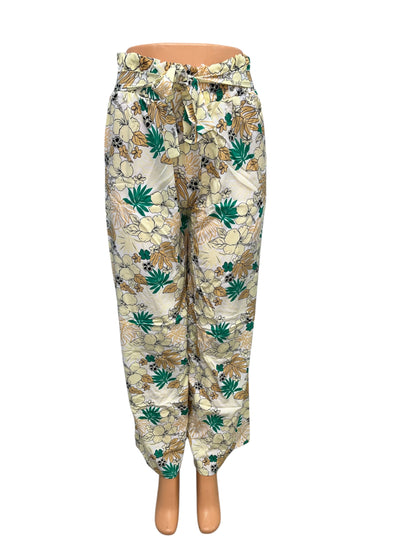 LUCHTIGE ZOMERBROEK MET PRINT BEIGE/GROEN -THIRZA