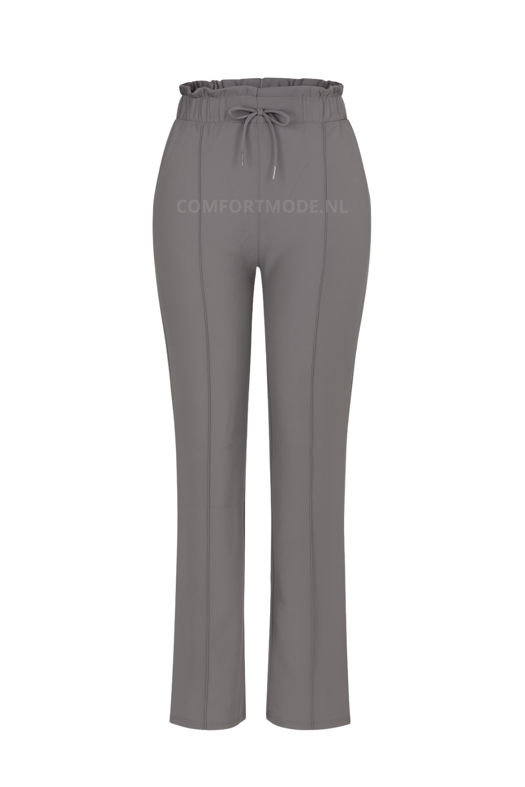 R272- COMFORTBROEK STRAIGHT LEG MET VETERS GRIJS