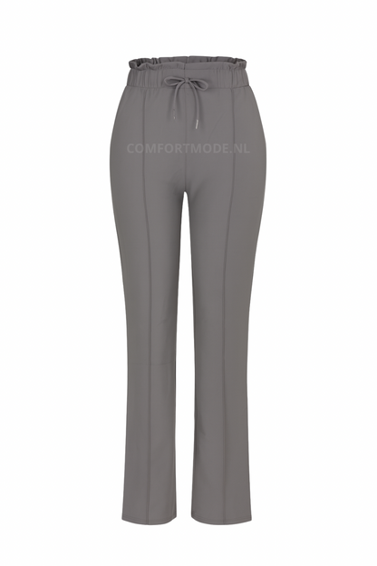 R272- COMFORTBROEK STRAIGHT LEG MET VETERS GRIJS