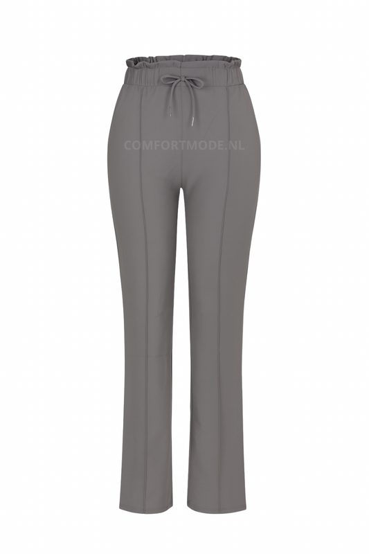 R272- COMFORTBROEK STRAIGHT LEG MET VETERS GRIJS