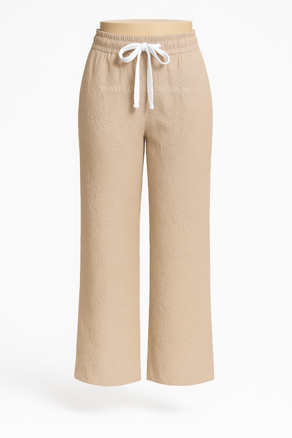 -LUCHTIGE ZOMERBROEK MET PRINT BEIGE -DIVA