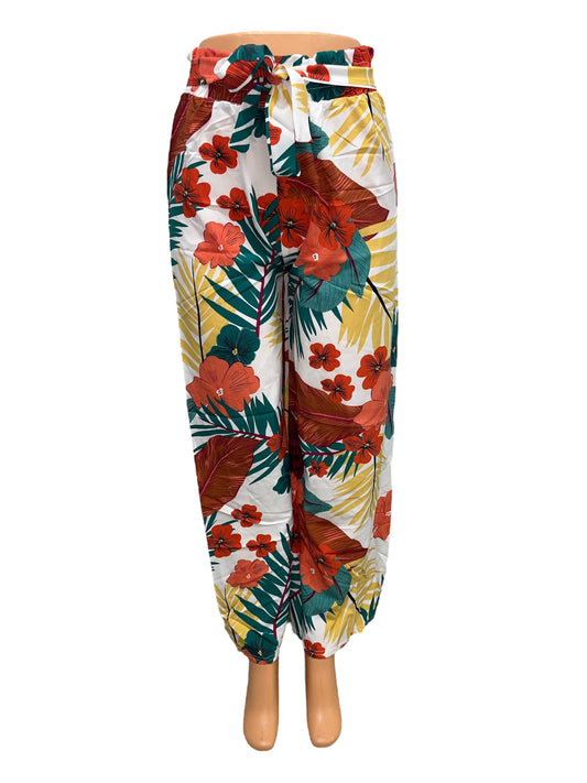 -LUCHTIGE ZOMERBROEK MET PRINT WIT/ROOD -JOY
