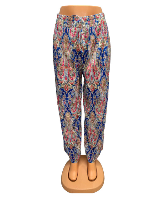 SUMMER PANTS WITH PRINT BLUE/PINK - YARA