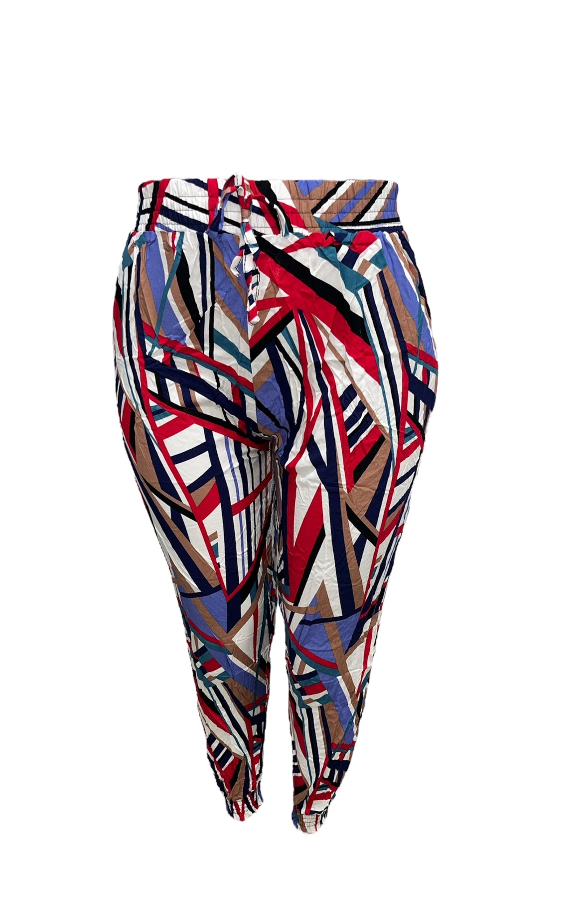 LUCHTIGE ZOMERBROEK MET PRINT GEKLEURD -PLUSSIZE