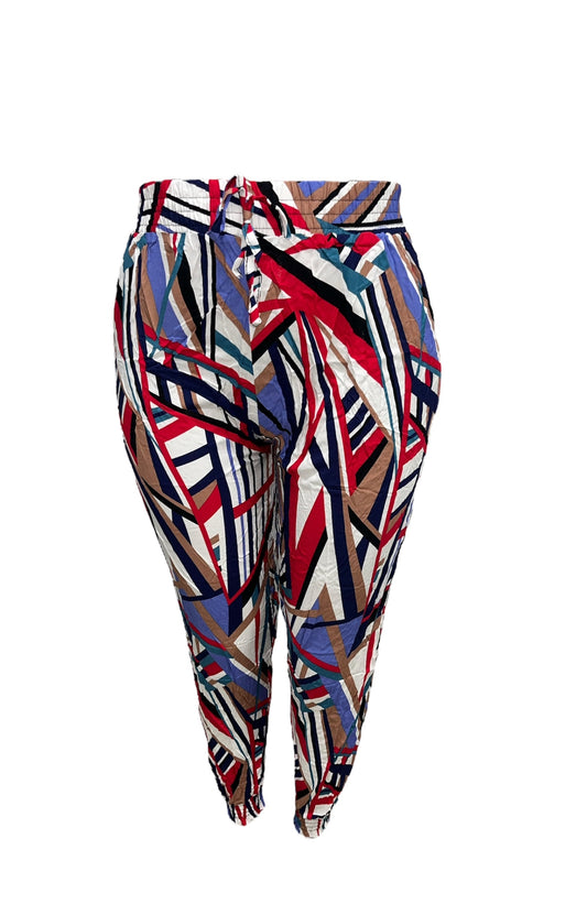 LUCHTIGE ZOMERBROEK MET PRINT GEKLEURD -PLUSSIZE