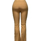 -COMFORTBROEK BEIGE FLARED MET SPLIT