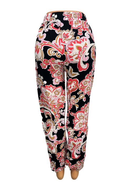 -LUCHTIGE ZOMERBROEK MET PRINT ZWART/ROOD -KIKI