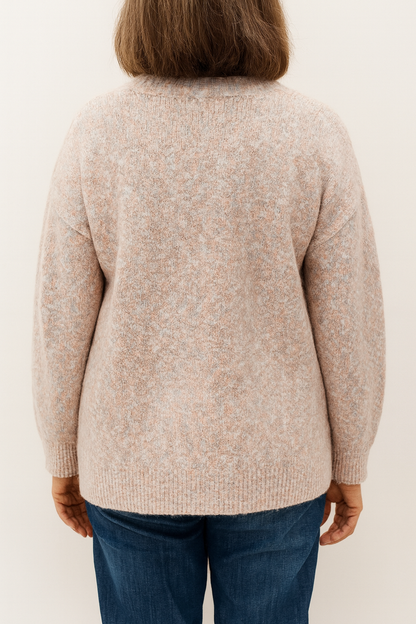 Gebreid vest met hartjes – roze melange