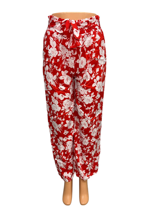 -LUCHTIGE ZOMERBROEK MET PRINT ROOD -STACY