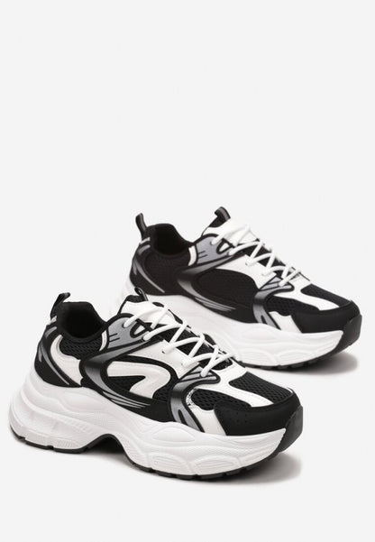 ZWART WITTE PLATFORM SNEAKERS - LILA