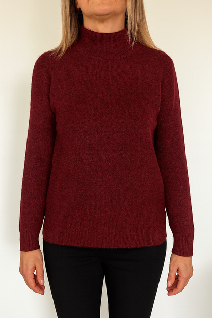 Basic trui met Kol - Bordeauxrood