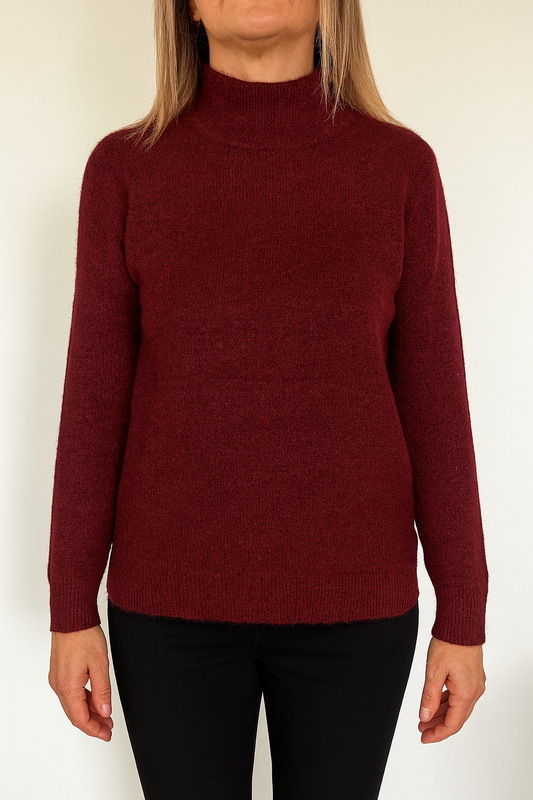 Basic trui met Kol - Bordeauxrood