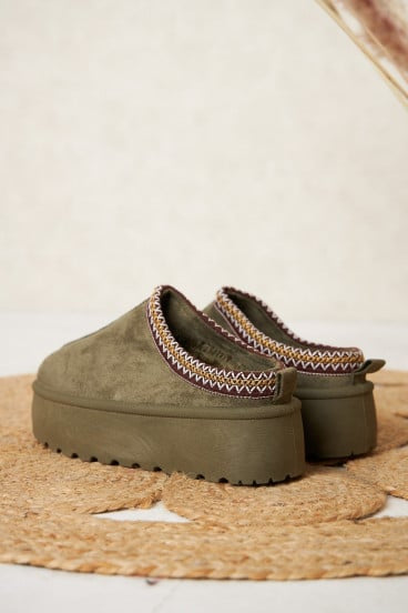 -ZIGZAG PANTOFFEL ARMY GROEN