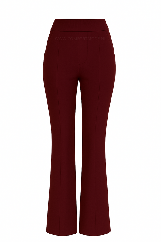 R259- COMFORTBROEK FLARED BORDEAUXROOD TALL
