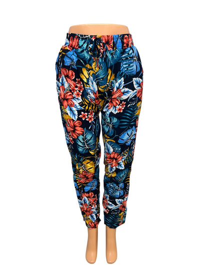 LUCHTIGE ZOMERBROEK MET PRINT BLAUW/ORANJE -SISI