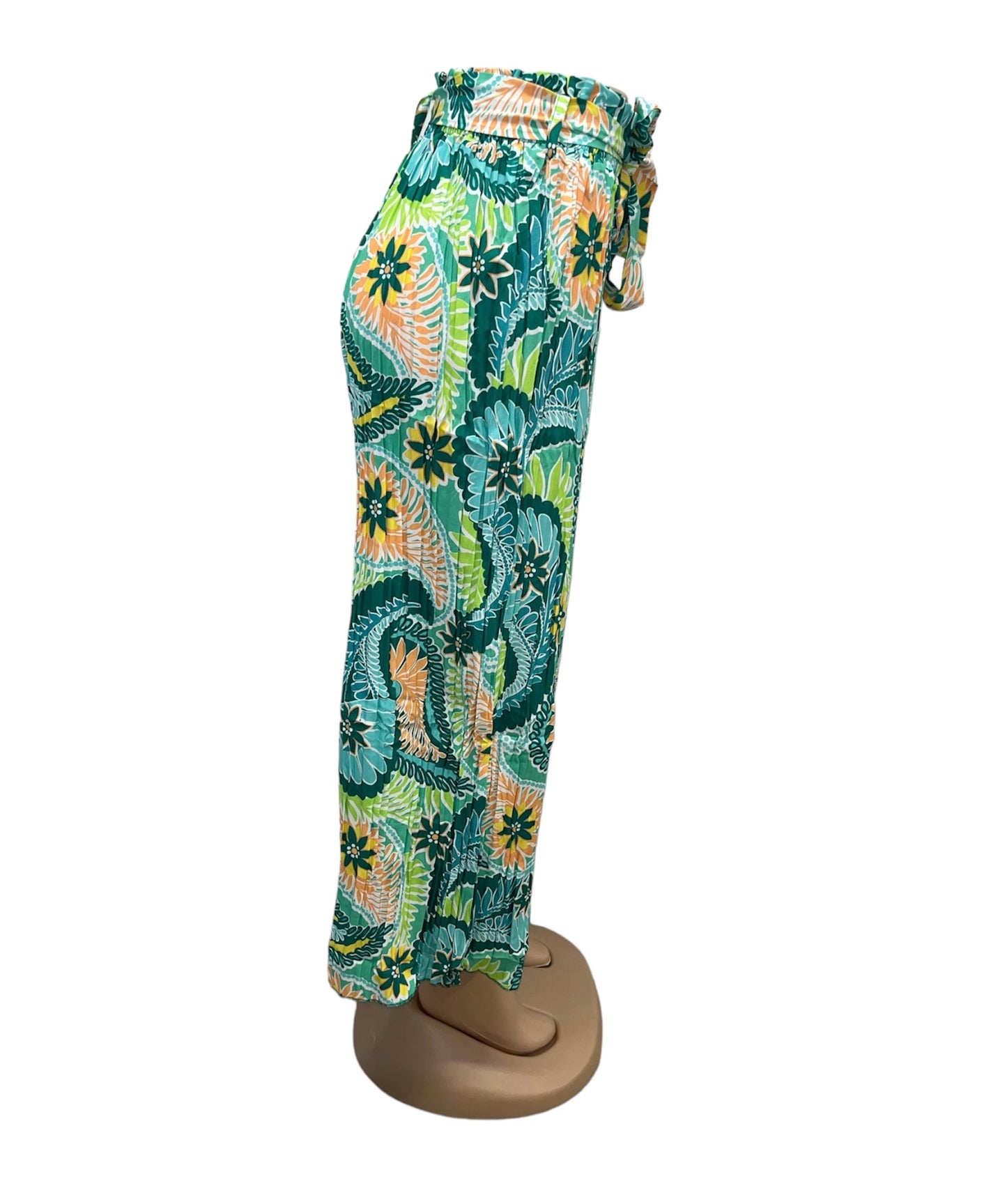 LUCHTIGE ZOMER BROEK MET PRINT GROEN/ORANJE -NINA