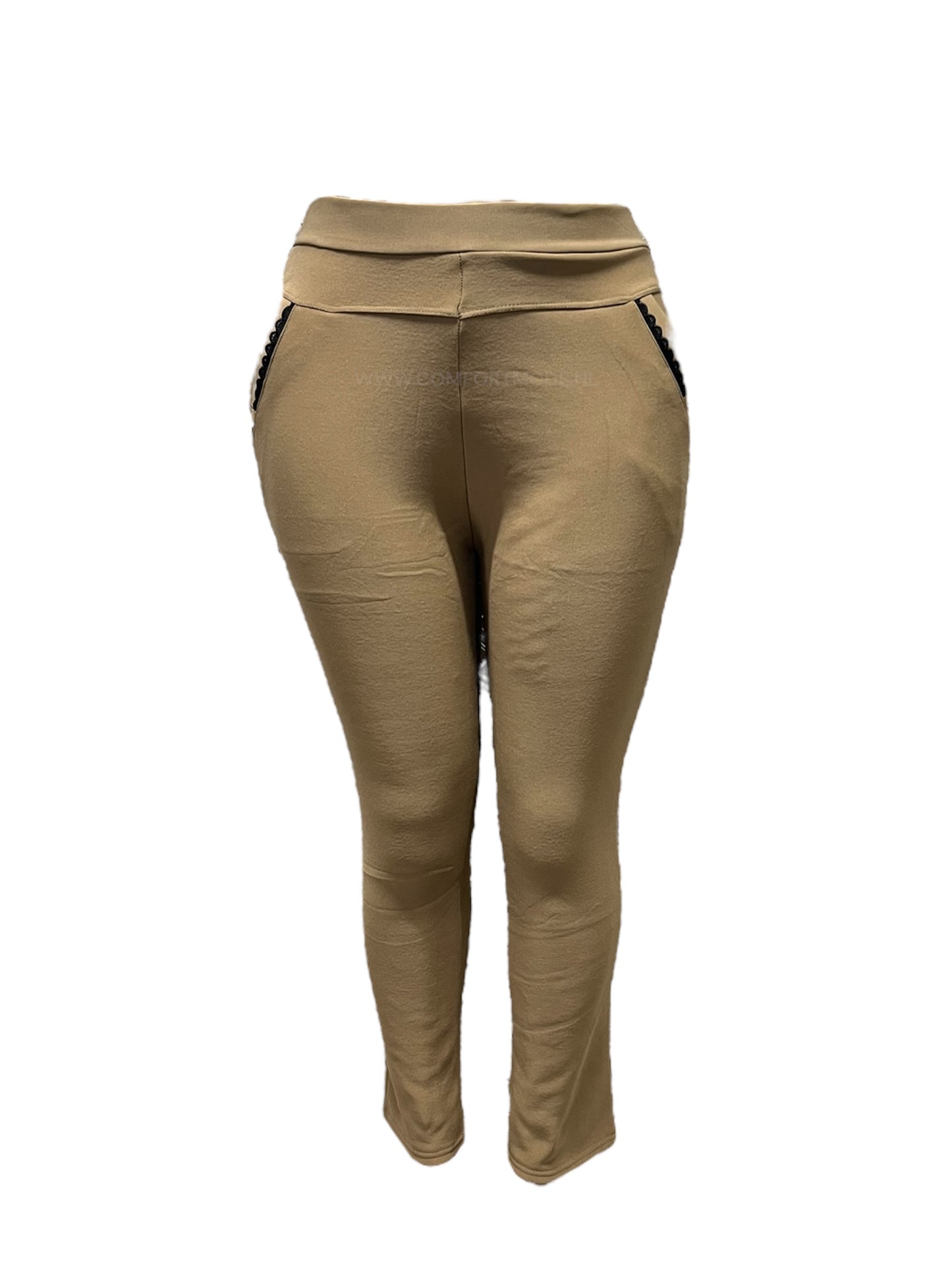 -COMFORTBROEK THERMO BEIGE MET HARTJE