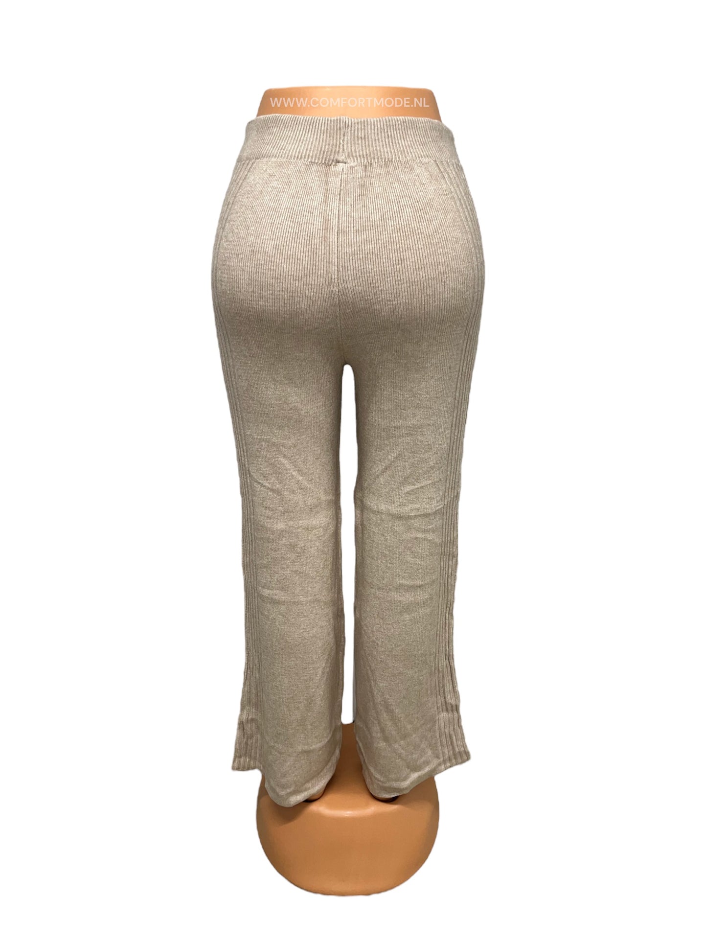 -GERIBDE ZACHTE DAMESBROEK BEIGE