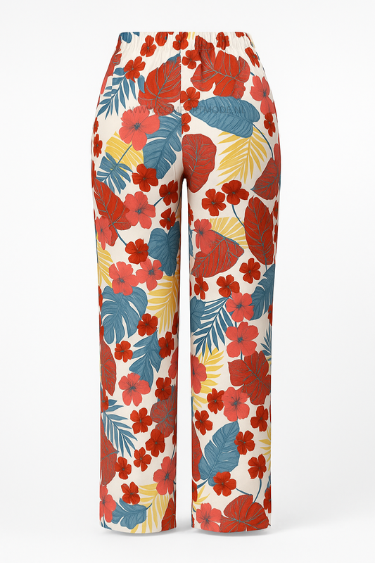 LUCHTIGE ZOMERBROEK MET PRINT WIT/BLAUW -LISA