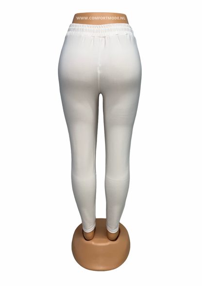 SALE -COMFORTBROEK OFF WHITE MET VETER