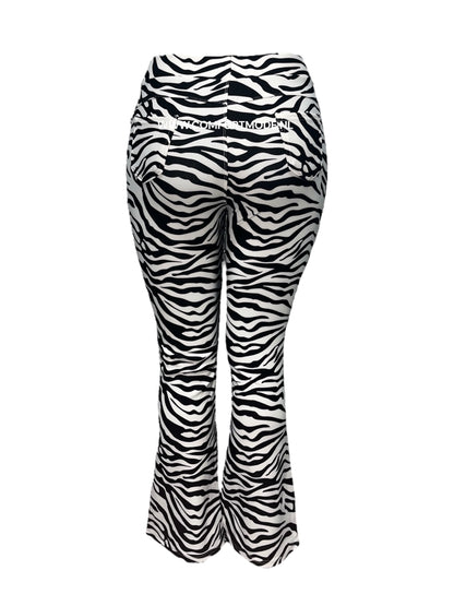 R216 -COMFORTBROEK FLARED ZEBRAPRINT