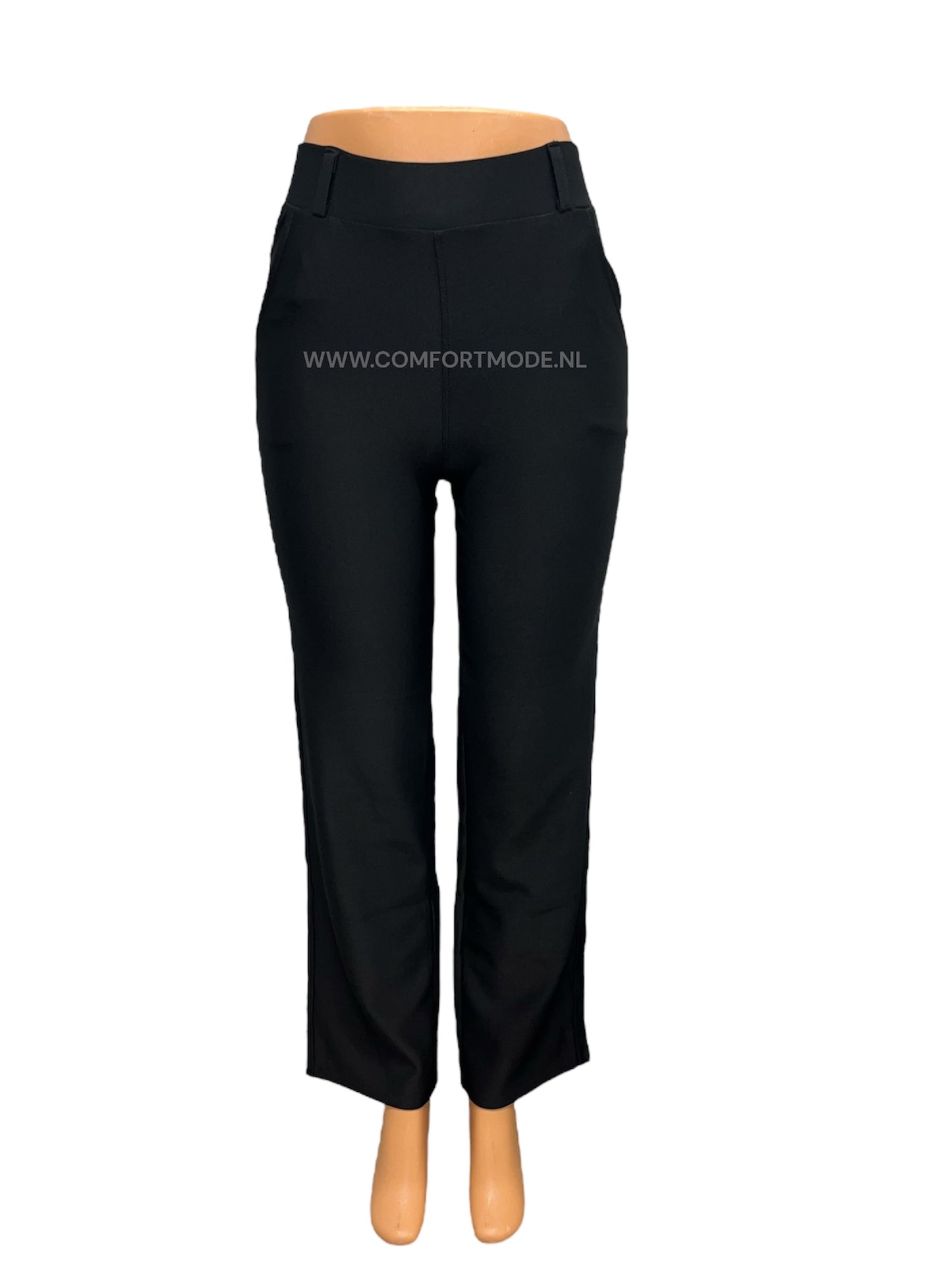 R268 -COMFORTBROEK ZWART STRAIGHT LEG