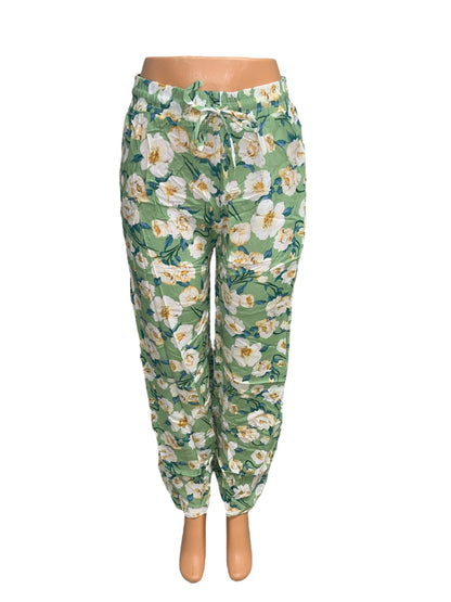 LUCHTIGE ZOMERBROEK MET PRINT GROEN/WIT -JULIE