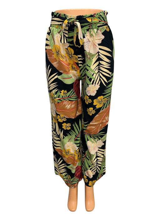 -LUCHTIGE ZOMERBROEK MET PRINT ZWART/ORANJE -JOY