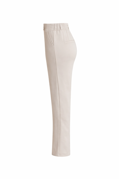 R603- COMFORTBROEK LICHTBEIGE STRAIGHT LEG ZOMERSTOF