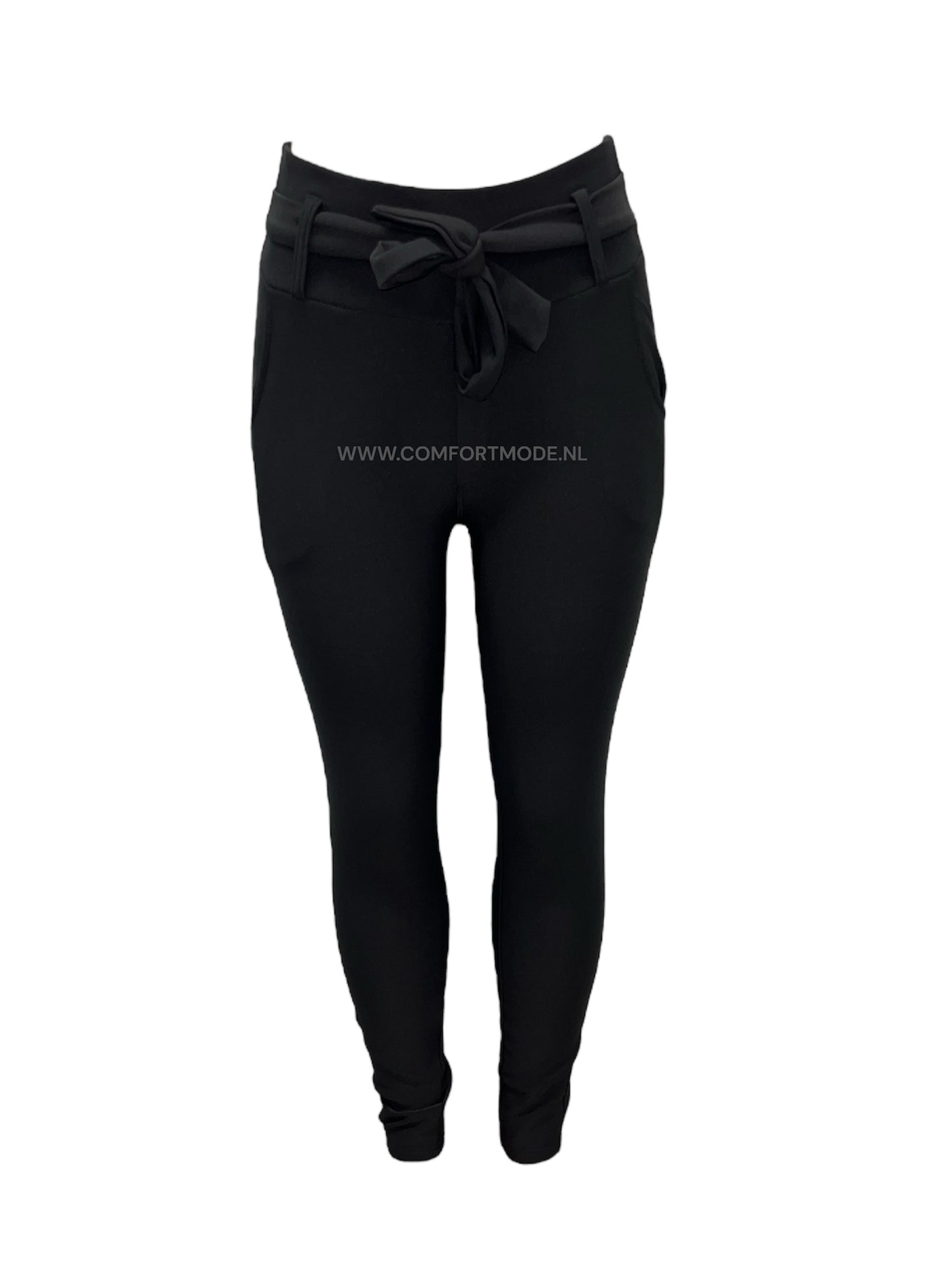 -COMFORTBROEK ZWART MET STRIK