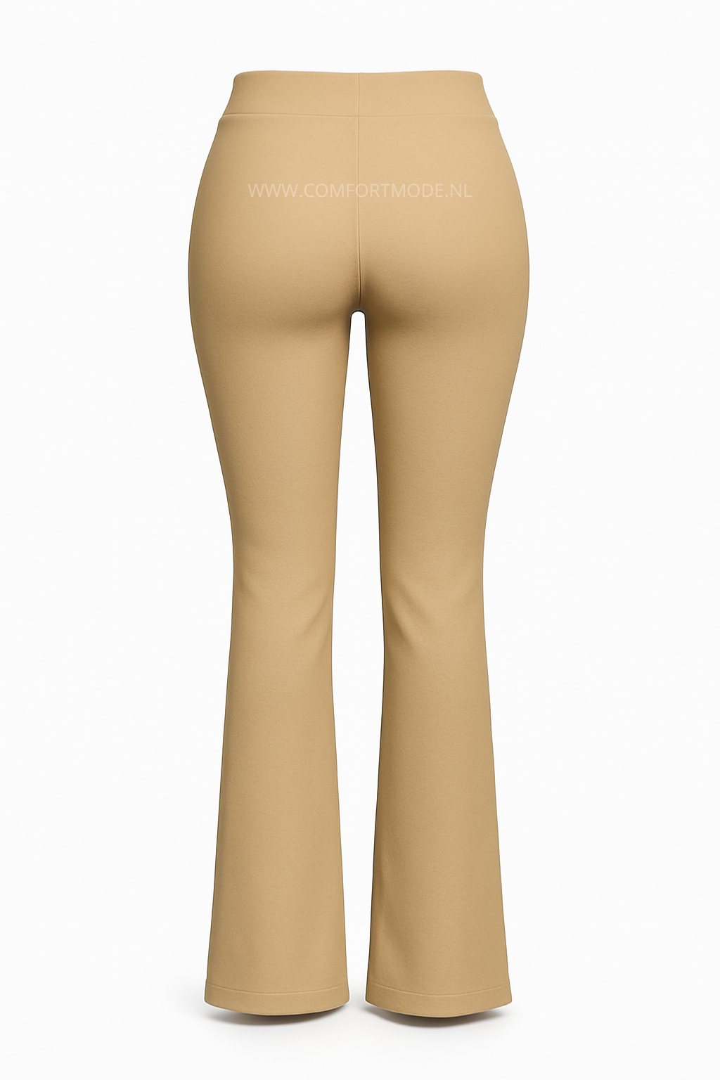 -COMFORTBROEK FLARED BEIGE MET GOUDEN KETTING