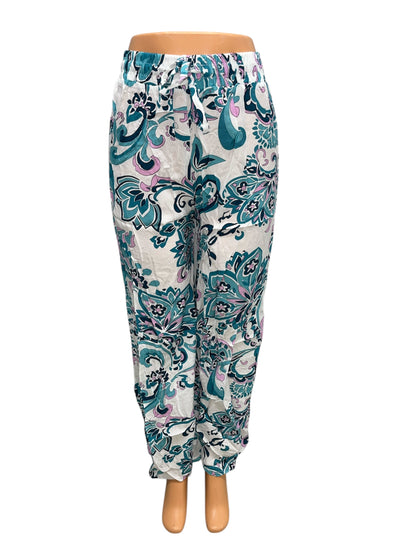 -LUCHTIGE ZOMERBROEK MET PRINT WIT/BLAUW -KIKI