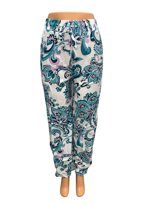 -LUCHTIGE ZOMERBROEK MET PRINT WIT/BLAUW -KIKI
