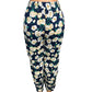 LUCHTIGE ZOMERBROEK MET PRINT NAVY/GEEL -JULIE