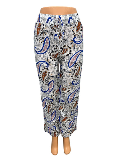 -LUCHTIGE ZOMERBROEK MET PRINT WIT/BLAUW -VICKY
