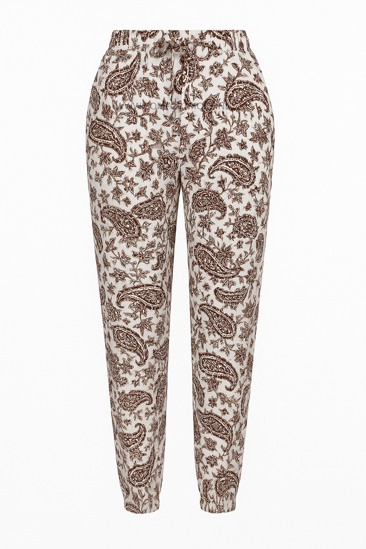 LUCHTIGE ZOMERBROEK WIT/BRUIN -ISA