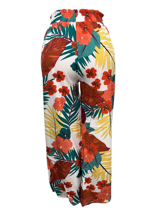 -LUCHTIGE ZOMERBROEK MET PRINT WIT/ROOD -JOY