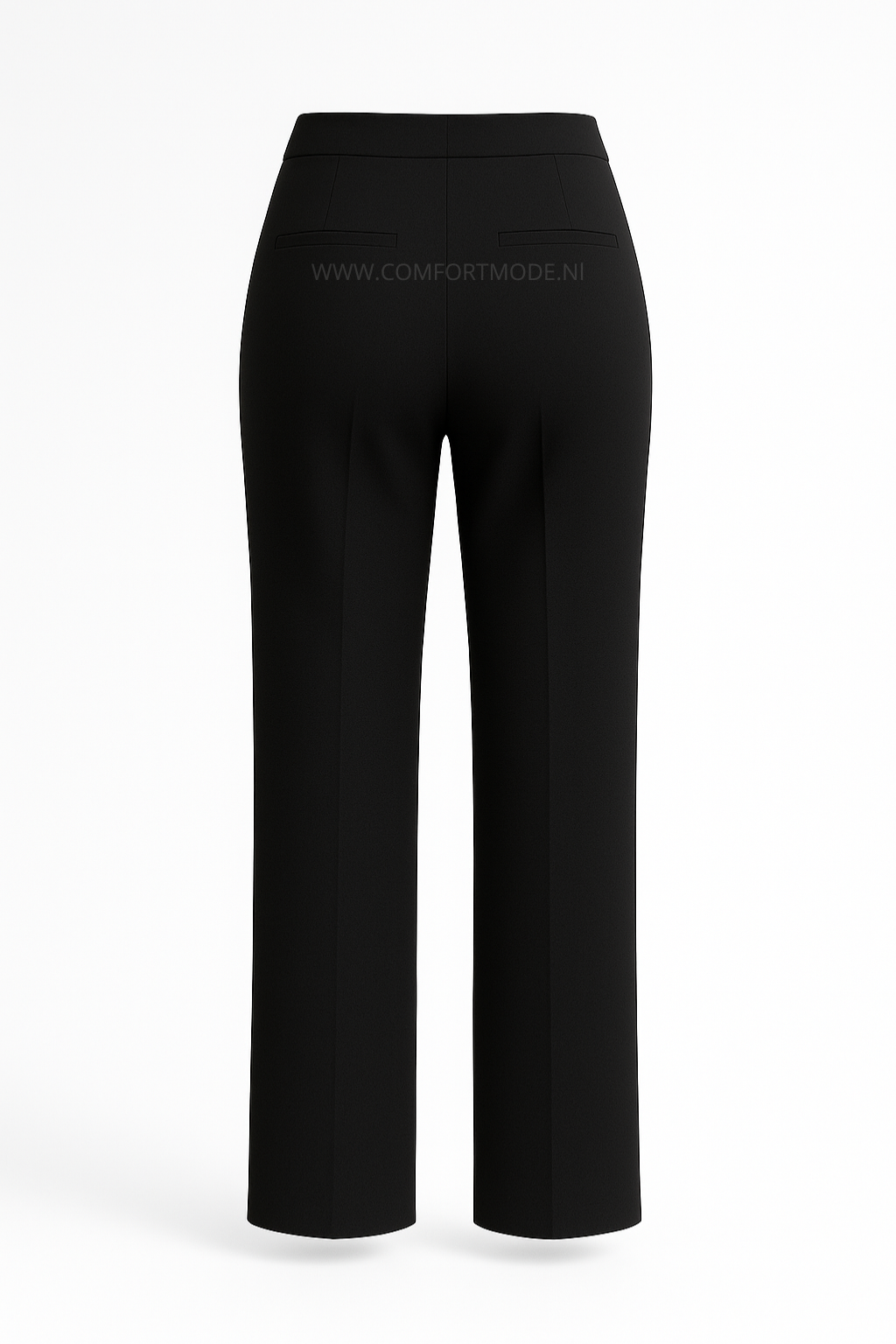 -COMFORTBROEK STRAIGHT LEG ZWART MET KETTINKJE