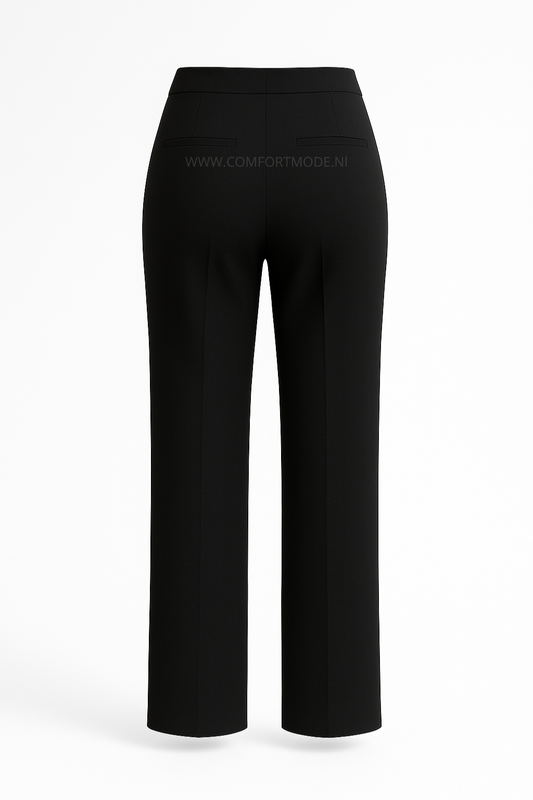 -COMFORTBROEK STRAIGHT LEG ZWART MET KETTINKJE