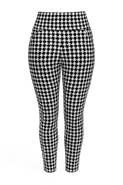 R216-13 -COMFORTBROEK ZWART WIT GEBLOKT